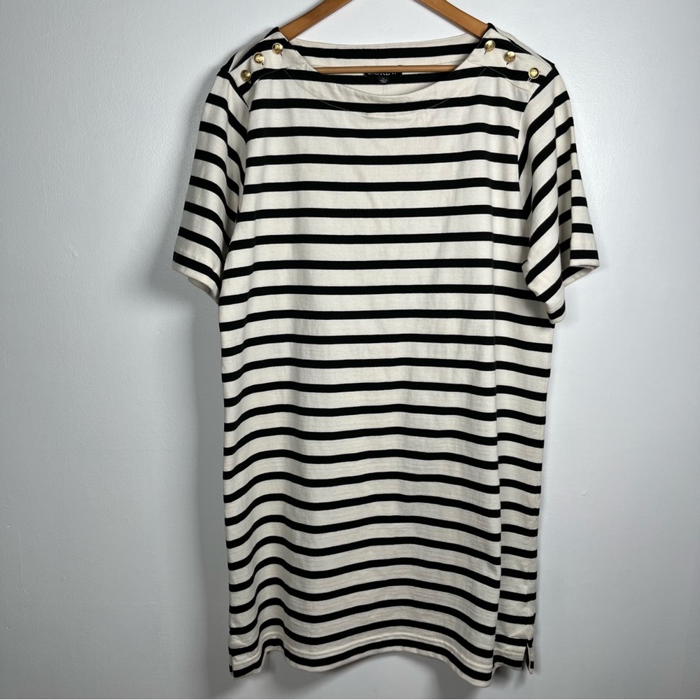 J.Crew Tie-back Short Sleeve T Shirt mini dress in stripe Ivory Size XL - Picture 3 of 11